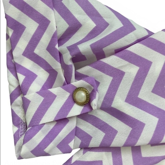 𝅺ANTHROPOLOGIE Everly retro mod purple chevron print mini tunic shift dress - Picture 8 of 8